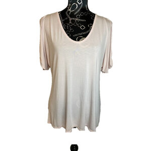 Caslon Peekaboo Shoulder Blouse  Medium Pink‎ Morganite Knit NWT